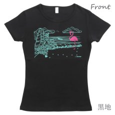 画像13: Hulamingo柄 6.2oz フライス 半袖 Ｔシャツ 白地 黒地 紺地 フラミンゴ柄 ネコポス送料無料 (13)