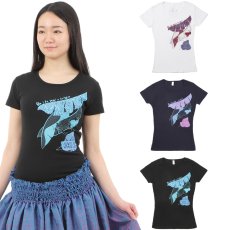 画像1: フラダンス フライス tシャツ レディース 半袖 バナナリーフレインシェルター柄 ネコポス対応可 (1)