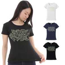 画像1: フラダンスの練習着に最適 フライス 半袖 Tシャツ プアキエレ柄 ネコポス対応可 (1)
