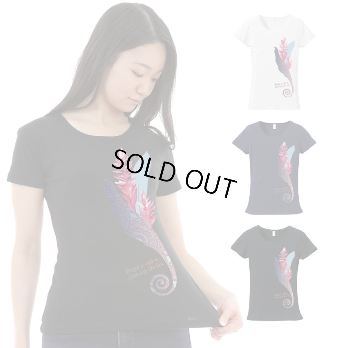 画像1: フラダンスの練習着に最適 フライス 半袖 Tシャツ トーチジンジャーマーメイド柄 ネコポス対応可 (1)