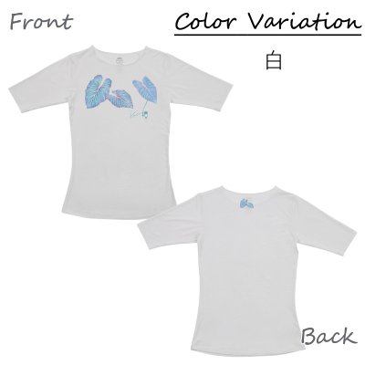 画像2: カロ(ブルー)柄モダール レーヨン スリムフィット 5分袖 Tシャツ カロ(ブルー)柄 白 黒 ネコポス送料無料