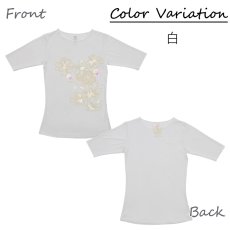 画像7: モダール レーヨン スリムフィット 5分袖 Tシャツ ナウパカ柄 白 黒 ネコポス送料無料 (7)