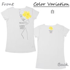 画像15: ALOALO 黄色ハイビスカスガール柄 プリント 半袖 Tシャツ｜モダール レーヨン フレンチスリーブ (15)