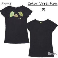 画像4: Kalo（カロ）グリーン柄 プリント 半袖 Tシャツ｜モダール レーヨン フレンチスリーブ スリムフィット ショートスリーブ (4)