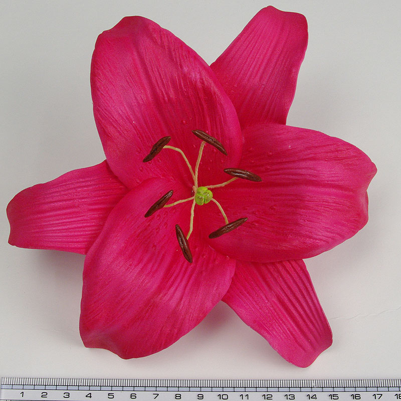 フラダンスやハワイなカジュアルに最適 カサブランカ ユリ 濃ピンク色造花ウレタンフォームフラワー花材 アウトレットsale