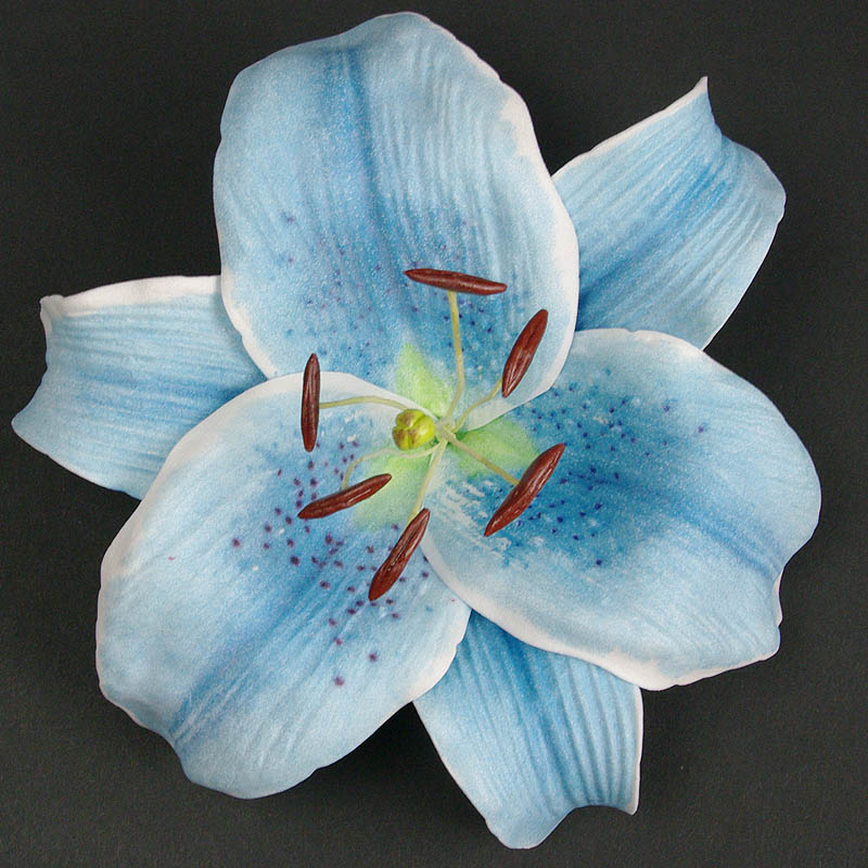 画像1: カサブランカ（ユリ）水色造花ウレタンフォームフラワー花材 アウトレットSale (1)