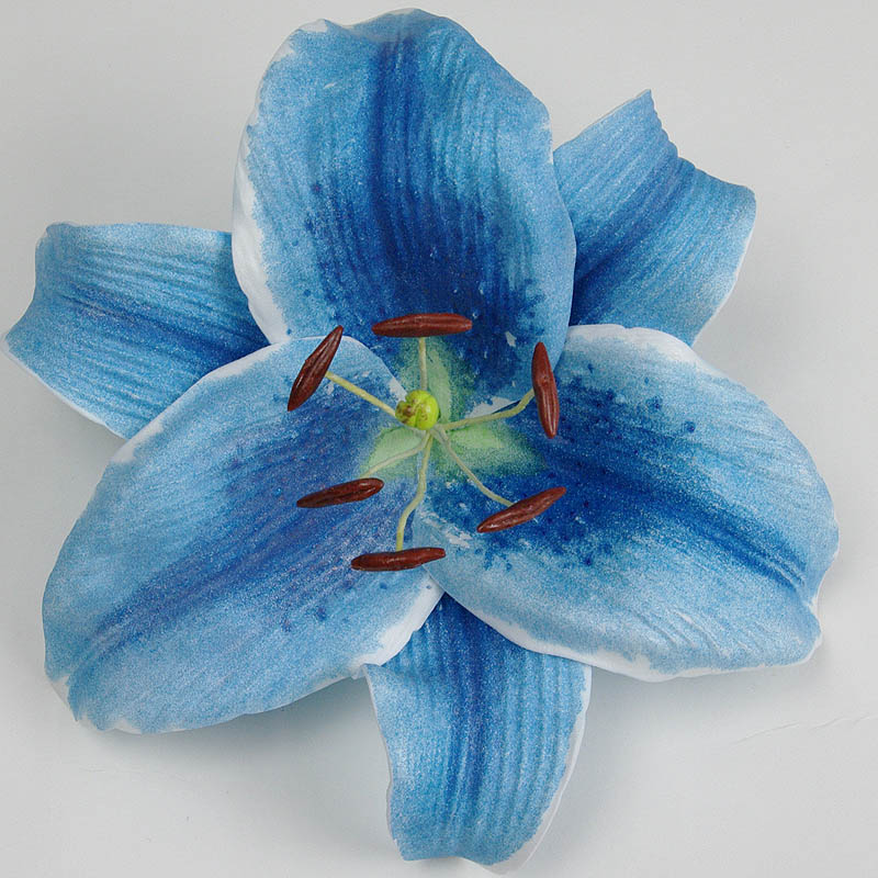 フラダンスやハワイなカジュアルに最適 カサブランカ ユリ 青色造花ウレタンフォームフラワー花材 アウトレットsale