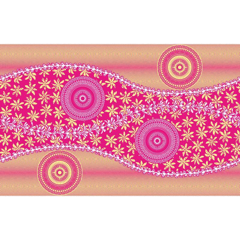 タヒチアンパレオの通販 レギュラーサイズ シルクスクリーンプリント レギュラータヒチアンパレオ ティアレ波紋 ショッキングピンク